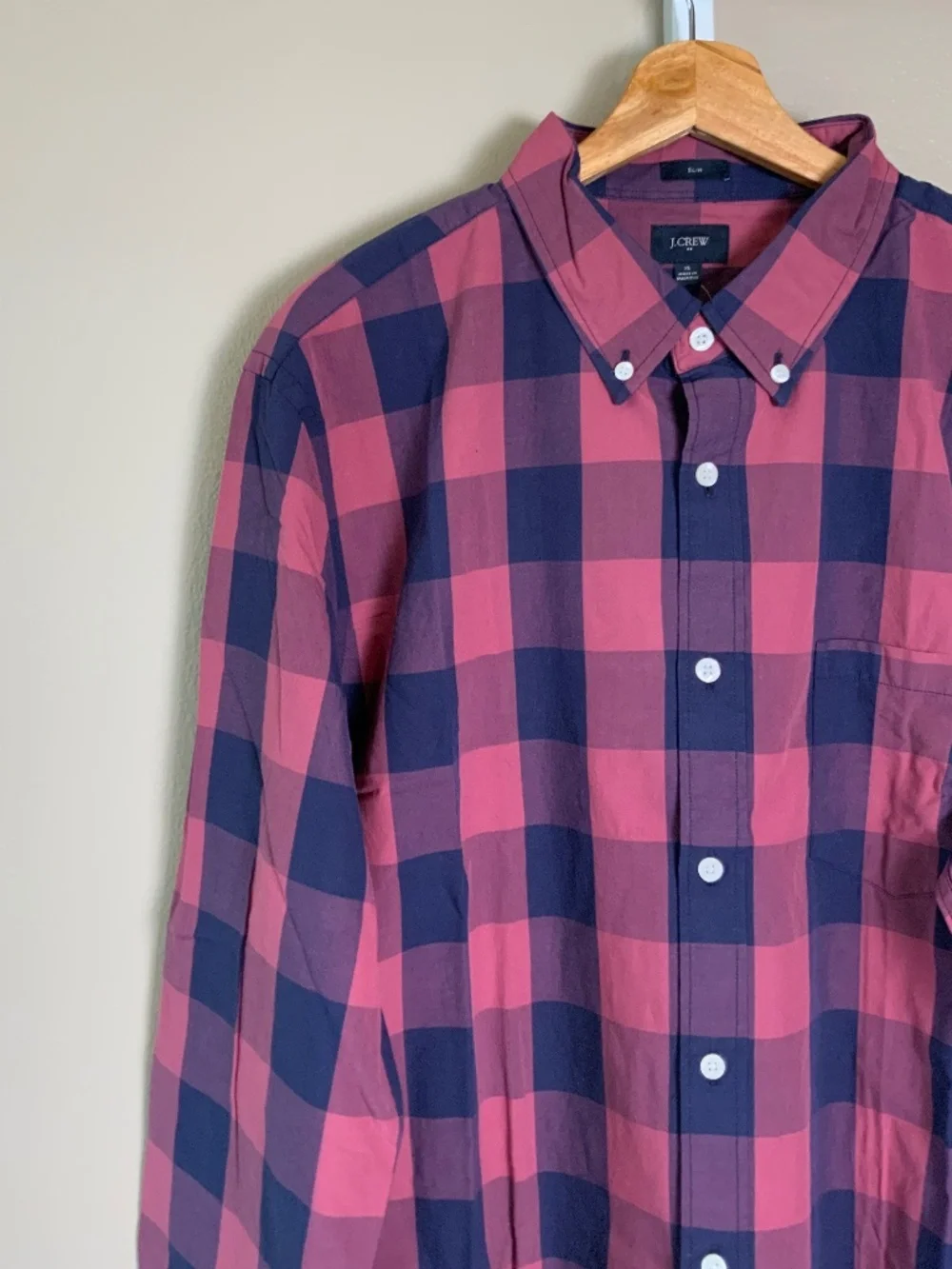 J. Crew Factory Gingham Buffalo Check Slim Washed Button Down Oxford Shirt